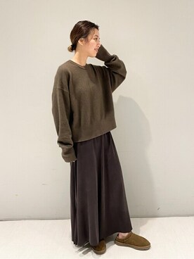 「ムートン」｜「アイテム（スリッポン）」を使った、sunaさん（レディース・160cm）の秋コーディネート