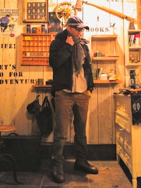 「チョコ色に染まれ」｜「アイテム（マウンテンパーカー）」を使った、motonoryさん（メンズ・170cm）の冬コーディネート