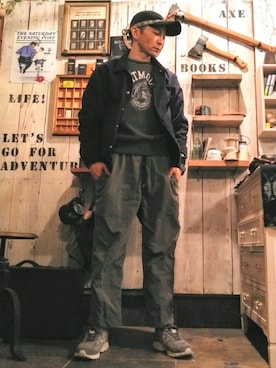 「Champion（チャンピオン）のアイテム（ナイロンジャケット）」を使った、motonoryさん（メンズ・170cm）の冬コーディネート