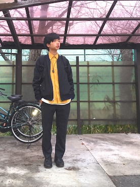 「アイテム（つなぎ/オールインワン、ベージュ系）」を使った、ぷちょさん（メンズ・160cm）の冬コーディネート