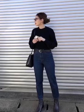 「LAKOLE（ラコレ）のアイテム（ブーツ）」を使った、mishiさん（レディース・158cm）の秋コーディネート
