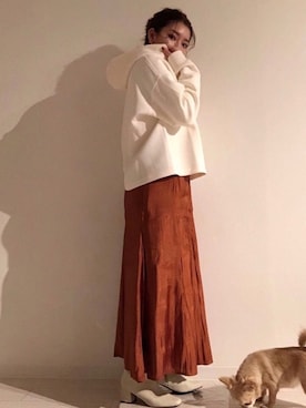 「LAKOLE（ラコレ）のアイテム（ブーツ）」を使った、mishiさん（レディース・158cm）の秋コーディネート