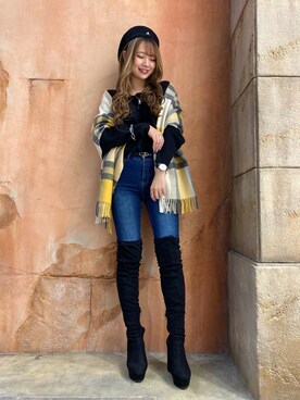 デニムパンツを使った ニーハイブーツ の人気ファッションコーディネート 年齢 25歳 29歳 Wear