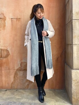 チェスターコートを使った マフラー のレディース人気ファッションコーディネート Wear