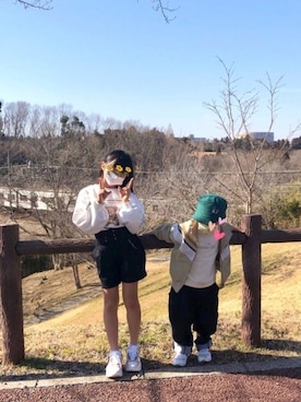 「ワークキャップ」｜「アイテム（ブルゾン）」を使った、‪.:＊MᵃⁿᵈN.:＊さん（キッズ・110cm）の春コーディネート
