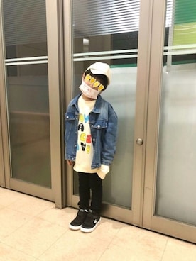 「Right-on（ライトオン）のアイテム（スウェット）」を使った、‪.:＊MᵃⁿᵈN.:＊さん（キッズ・110cm）の春コーディネート