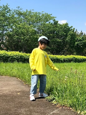 「スポンジボブ」｜‪.:＊MᵃⁿᵈN.:＊さん（キッズ・110cm）の春コーディネート