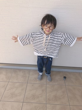 「マリン」｜「アイテム（スリッポン）」を使った、a_mamaさん（キッズ・100cm）の春コーディネート