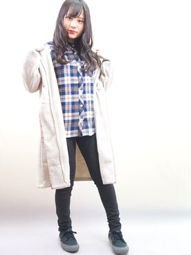 「YAKPAK（ヤックパック）のアイテム（ジャケット/アウター）」を使った、piiiさん（レディース・150cm）の冬コーディネート