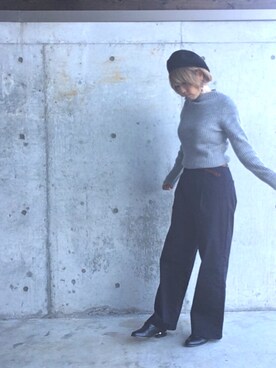 「おおぶりピアス」｜「アイテム（ハンチング/ベレー帽）」を使った、mariさん（レディース・162cm）の冬コーディネート