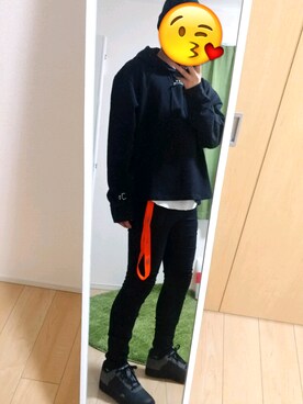 「A-COLD-WALL*（アコールドウォール）のアイテム（パーカー）」を使った、にゃんてうさん（メンズ・178cm）の冬コーディネート