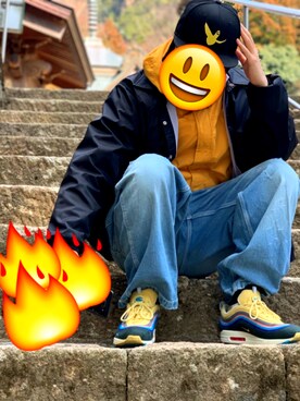 「AIR MAX」｜「アイテム（その他アウター）」を使った、にゃんてうさん（メンズ・178cm）の冬コーディネート