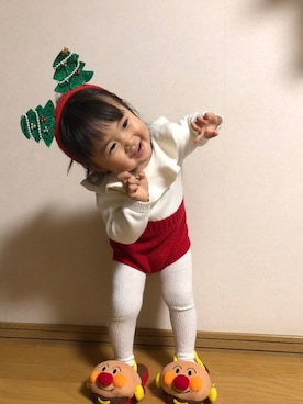 「アイテム（ロンパース）」を使った、RIUさん（キッズ・80cm）の冬コーディネート