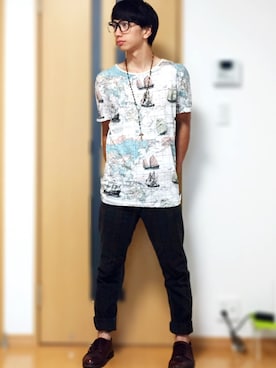 「THREE BLIND MICE（スリーブラインドマイス）のアイテム（パンツ）」を使った、DAICHIさん（メンズ・167cm）の夏コーディネート