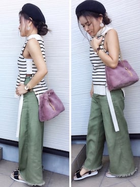 「アーバンリサーチドアーズ」｜「アイテム（ハンチング/ベレー帽）」を使った、Tari.さん（レディース・153cm）の秋コーディネート