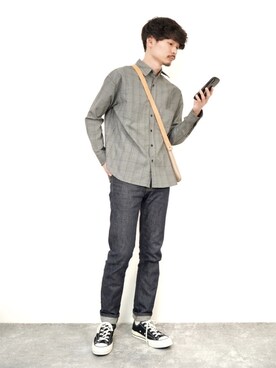 メンズのシャツ ブラウス グレー 灰色系 コーディネート Zozotown