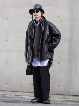 「MAISON SPECIAL（メゾンスペシャル）のアイテム（帽子）」を使った、じーたーさん（メンズ・175cm）の冬コーディネート