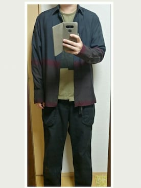「ラッドミュージシャン」｜「アイテム（チノパンツ）」を使った、.6さん（メンズ・176cm）の秋コーディネート