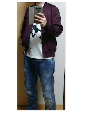「STUDIOUS（ステュディオス）のアイテム（MA-1）」を使った、.6さん（メンズ・176cm）の春コーディネート
