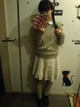 「緑ニット」｜ボブさん（レディース・153cm）の冬コーディネート