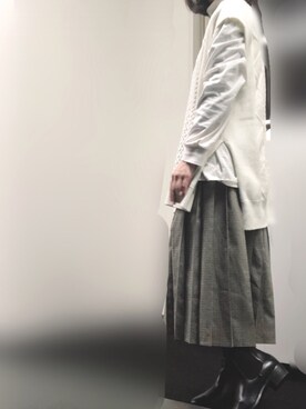 「F i.n.t（フィント）のアイテム（スカート、ブラウン系）」を使った、れんこさん（レディース・155cm）の冬コーディネート