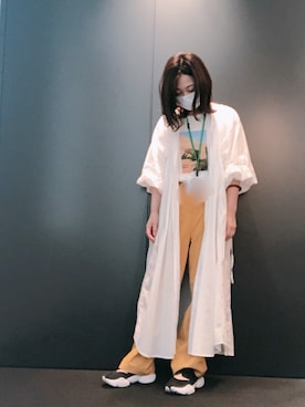 「LOWRYS FARM（ローリーズファーム）のアイテム（シャツワンピース、ホワイト系）」を使った、れんこさん（レディース・155cm）の夏コーディネート