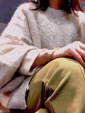 「Kastane（カスタネ）のアイテム（ニット/セーター、ベージュ系）」を使った、れんこさん（レディース・155cm）の冬コーディネート