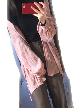「NATURAL BEAUTY BASIC（ナチュラルビューティーベーシック）のアイテム（パンツ、ブラウン系）」を使った、れんこさん（レディース・155cm）の冬コーディネート