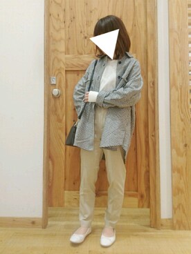 「GLOBAL WORK（グローバルワーク）のミリタリーBIGシャツ長袖/823887（シャツ/ブラウス）」を使った、kuu---.さん（レディース・147cm）の春コーディネート