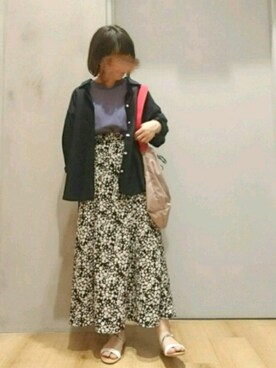 「GLOBAL WORK（グローバルワーク）のデイリーリネンボリュームスキッパーシャツ/824911（シャツ/ブラウス）」を使った、kuu---.さん（レディース・147cm）の春コーディネート