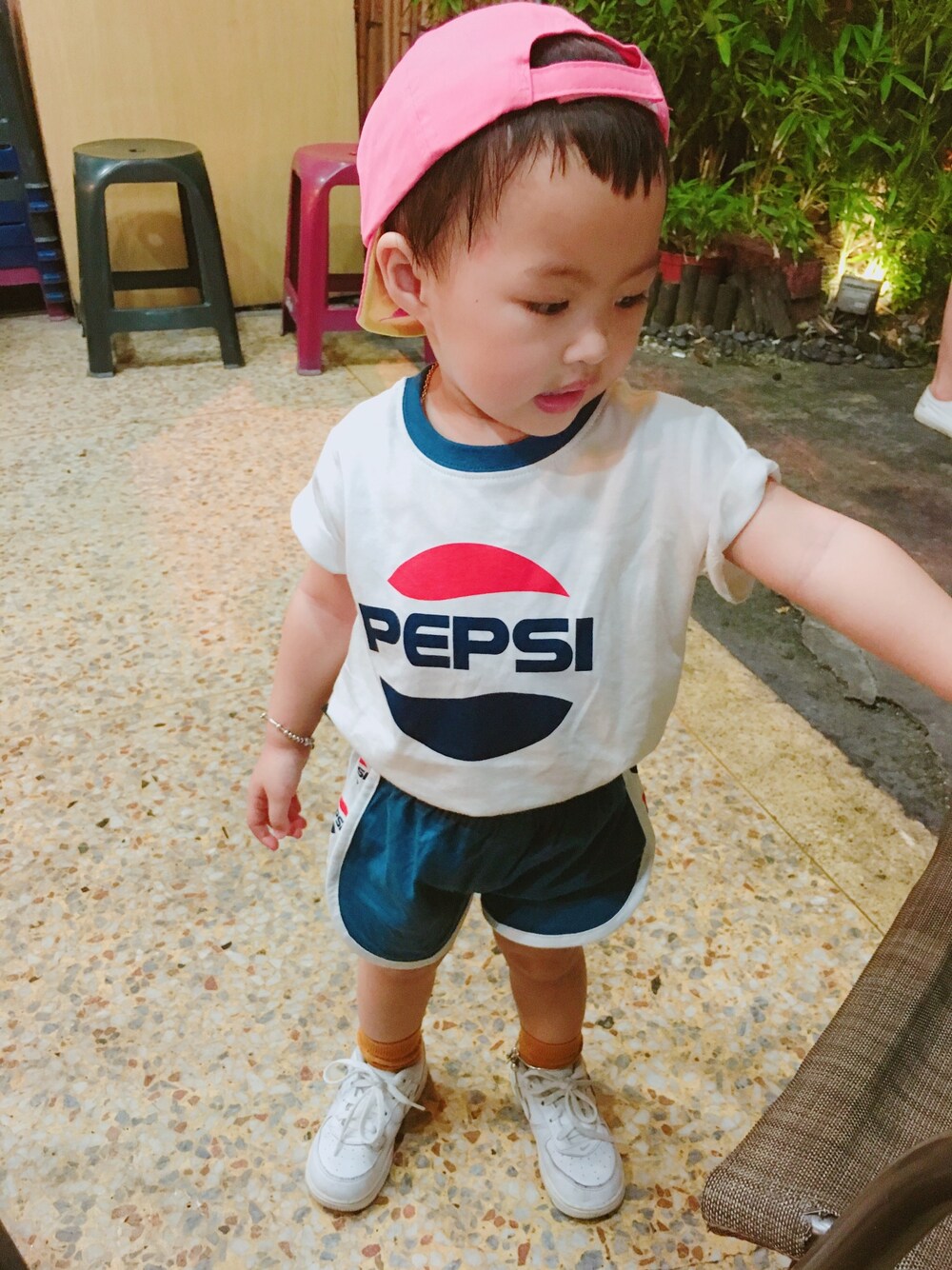 「pepsi」｜「UNKNOWN.のアイテム（スウェット、ブルー系）」を使った、Mantha1125andreyさん（キッズ・90cm）の春コーディネートの1枚目の写真