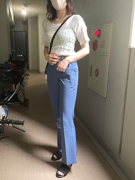 「PUBLUX（パブリュクス）のアイテム（スラックス）」を使った、ニミコさん（レディース・168cm）の春コーディネート