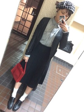 「ロンクスカート」｜「アイテム（帽子）」を使った、じあんさん（レディース・157cm）の秋コーディネート