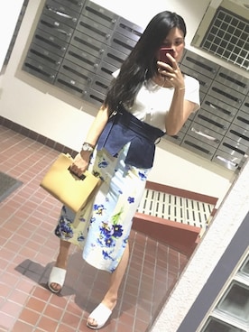 「COMME CA DU MODE（コムサデモード）のアイテム（アクセサリー）」を使った、じあんさん（レディース・157cm）の夏コーディネート