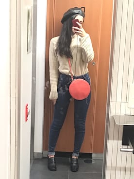 「RUMBLE RED（ランブルレッド）のアイテム（帽子）」を使った、じあんさん（レディース・157cm）の秋コーディネート