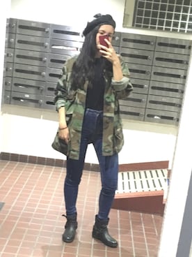 「RUMBLE RED（ランブルレッド）のアイテム（帽子）」を使った、じあんさん（レディース・157cm）の秋コーディネート