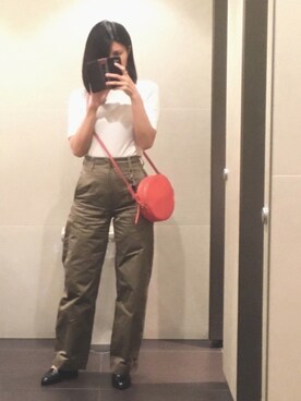 「Banana Republic（バナナリパブリック）のアイテム（ショルダーバッグ）」を使った、じあんさん（レディース・158cm）の秋コーディネート