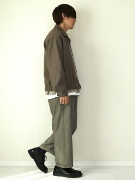 「UNIQLO（ユニクロ）のエアリズムコットンオーバーサイズTシャツ（5分袖）（Tシャツ/カットソー）」を使った、soar  -ソア-さん（メンズ・170cm・20代）の秋コーディネート