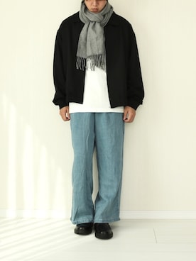 Gu ジーユー のマフラー グレー系 を使ったメンズ人気ファッションコーディネート Wear