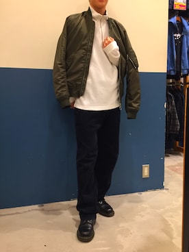 「Confirm（コンファーム）のアイテム（MA-1）」を使った、コンファーム・イルズ 橋本さん（メンズ・175cm）の秋コーディネート