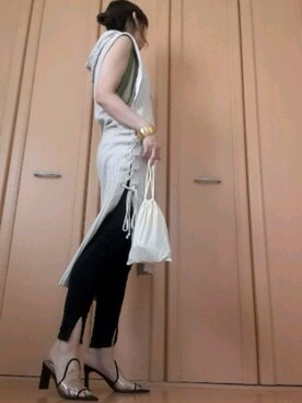 「アイテム（ポーチ）」を使った、.A.さん（レディース・162cm）の夏コーディネート