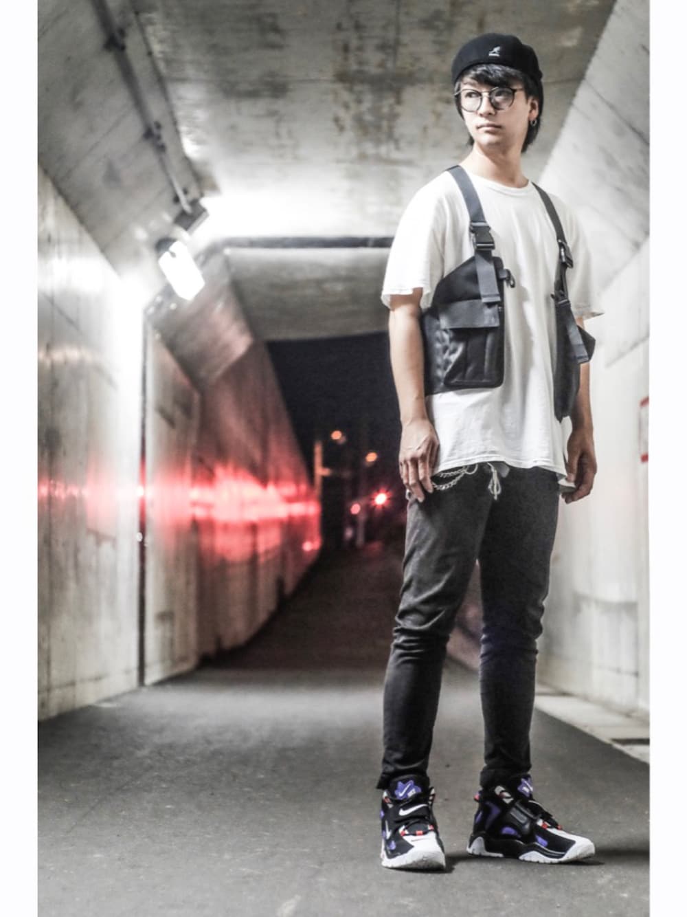「プチプラ、今日のコーデ、ベスト、ベストコーデ、モノトーン、モノトーンコーデ」｜「KANGOLの【KANGOL】Wool 504 / 【カンゴール】ウール　504（ハンチング/ベレー帽、ブラック系）」を使った、しーたけさん（メンズ・176cm）の夏コーディネートの1枚目の写真