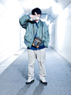 「LouisVuitton」｜「アイテム（MA-1）」を使った、しーたけさん（メンズ・176cm）の冬コーディネート