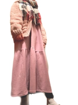 「チェックマフラー」｜「アイテム（ワンピース/ドレス）」を使った、sa yaさん（レディース・158cm）の春コーディネート