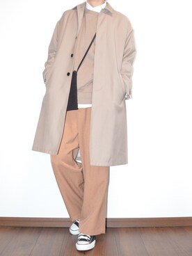 「アイテム（ステンカラーコート）」を使った、mello👻さん（メンズ・167cm・20代）の冬コーディネート