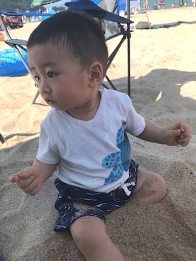 「夏男」｜Seiさん（キッズ・80cm）の冬コーディネート