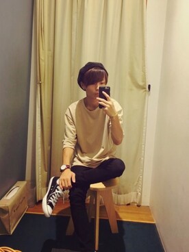 「SEVENDAYS=SUNDAY（セブンデイズサンデイ）のアイテム（ハンチング/ベレー帽）」を使った、Toshikiさん（メンズ・167cm）の秋コーディネート