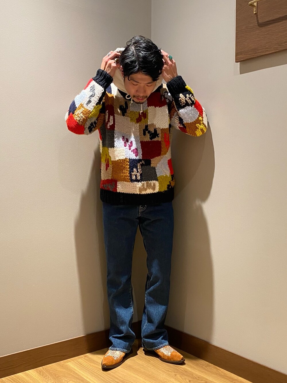 「BARENA、rotol、NEEDLES、ニット、デニム、大人カジュアル、シンプル」｜「BARENAのアイテム（ニット/セーター、その他）」を使った、ryusuke7masudaさん（メンズ・171cm）の冬コーディネートの1枚目の写真