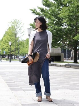 「cache cache（カシュ カシュ）のアイテム（かごバッグ）」を使った、Namiさん（レディース・157cm）の夏コーディネート