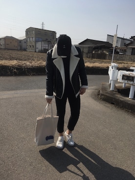 「DOWBL（ダブル）のアイテム（ジャケット/アウター）」を使った、マツさん（メンズ・170cm）の冬コーディネート